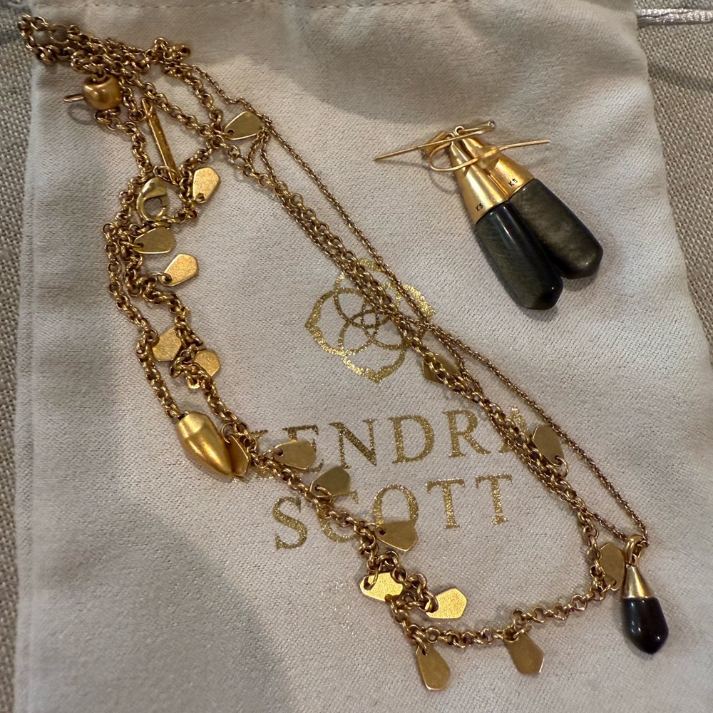 Kendra Scott Gold and Black Jewelry Set